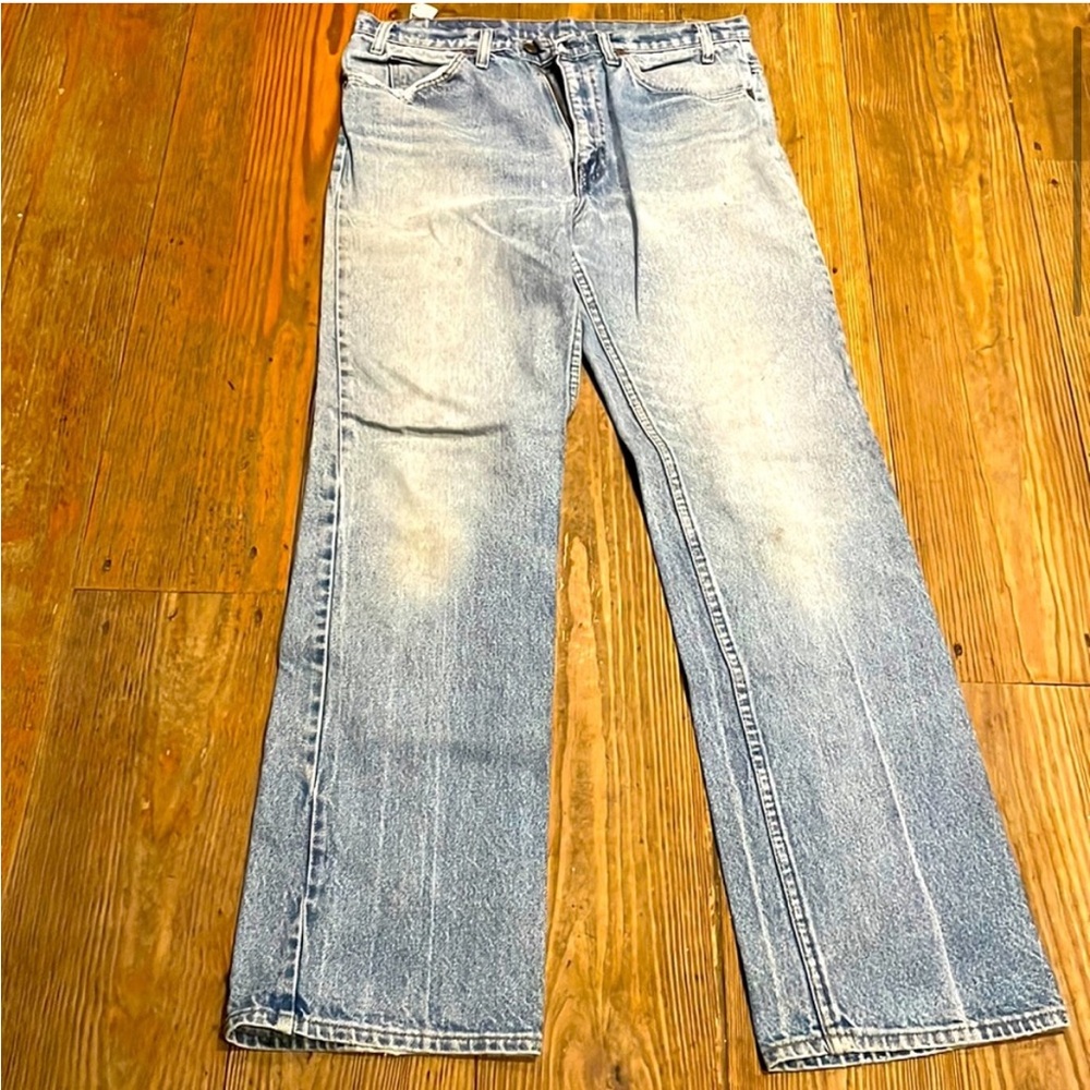UNISEX TRUE VINTAGE DISTRESSED DENIM STRAIGHT LEG LEVIS JEANS - 32 Orange Label - Picture 4 of 9